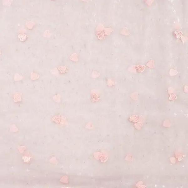 Tüll mit Herzen hellrosa